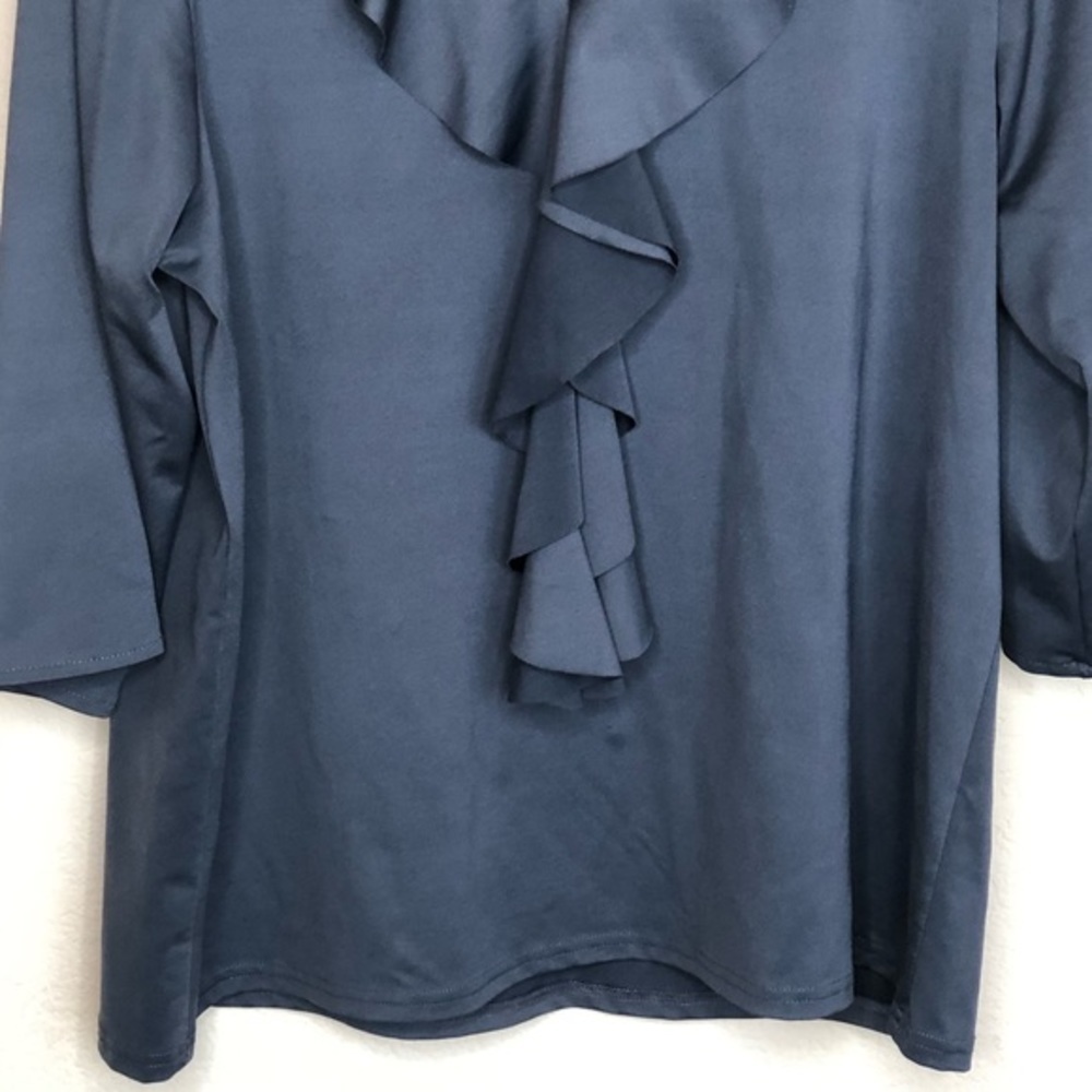 eShe Gray Ruffle 3/4 Sleeve Top - Picture 3 of 6